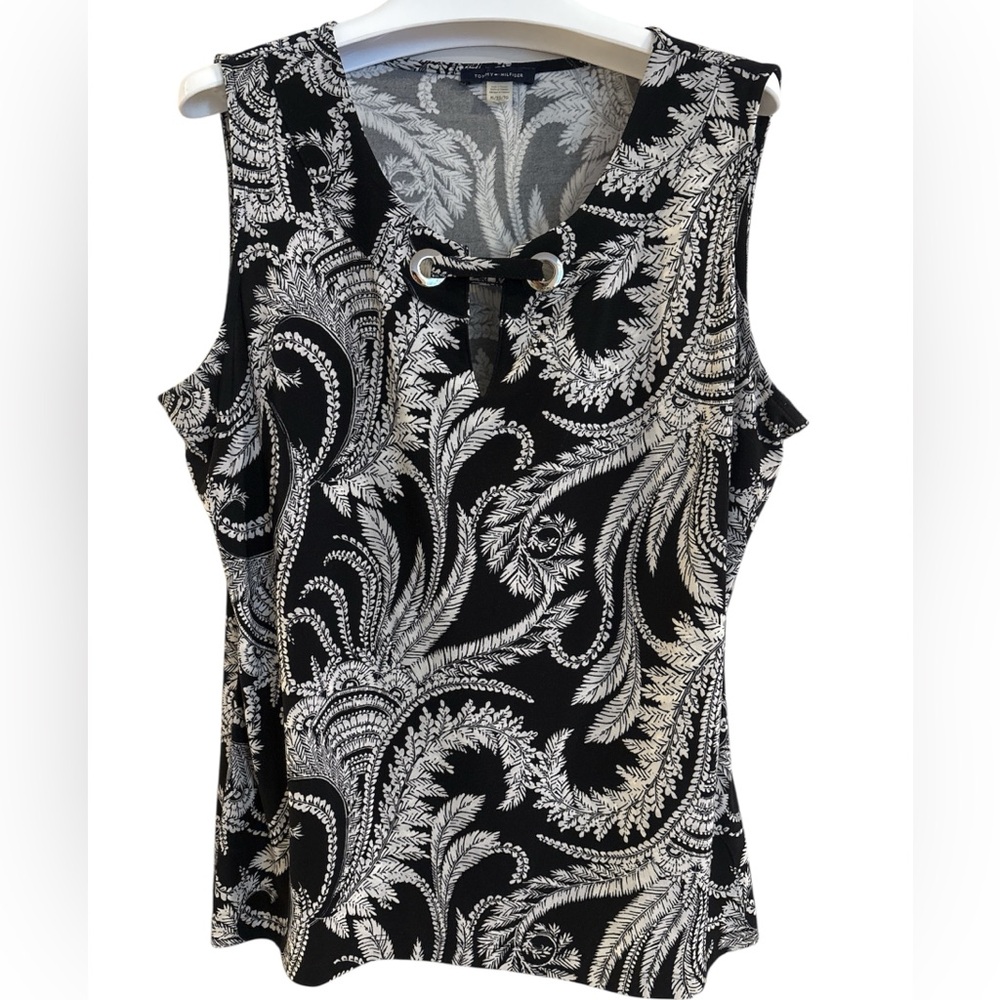 Women’s Tommy Hilfiger Black & White Sleeveless Top, Size XL.